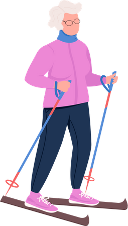 Grandma skiing  Illustration