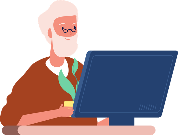 Grandma talking on video call  Illustration