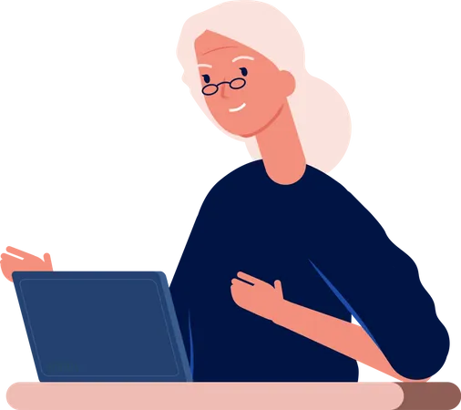 Grandma talking on video call  Illustration