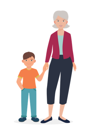 Grandmother and son  Illustration