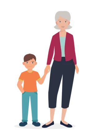 Grandmother and son  Illustration