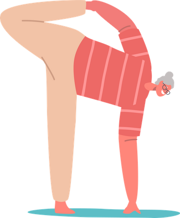 Grandmother Doing Gymnastics  Illustration