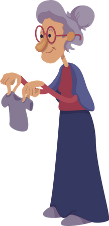 Grandmother holding child clothing  Illustration