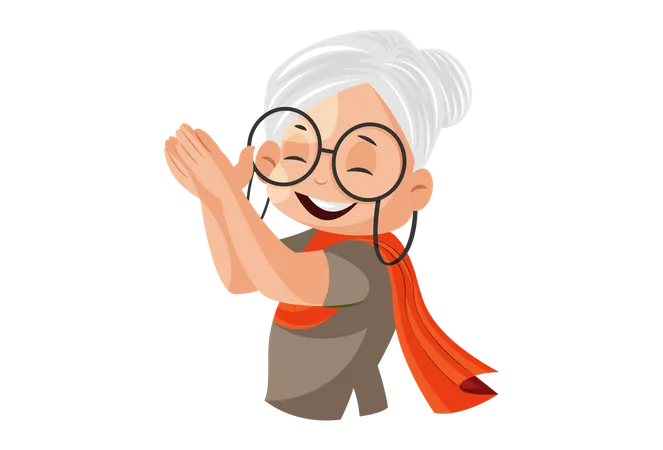 Grandmother is clapping  Illustration