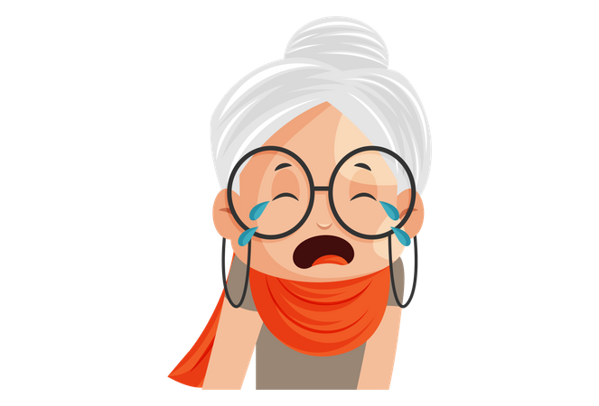 Grandmother is crying Illustration