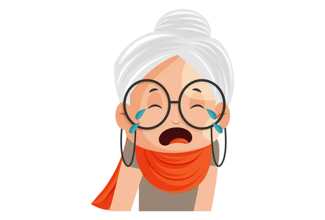 Grandmother is crying  Illustration