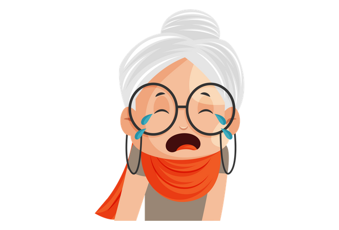 Grandmother is crying  Illustration