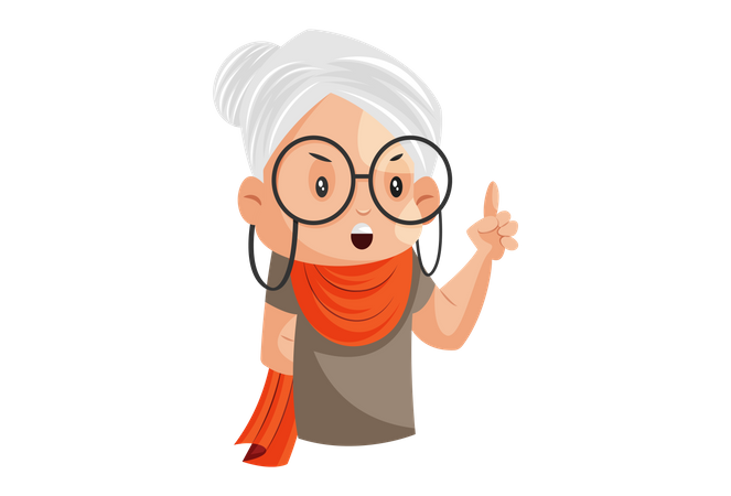 Best Premium Grandmother is pointing the finger Illustration download in  PNG & Vector format