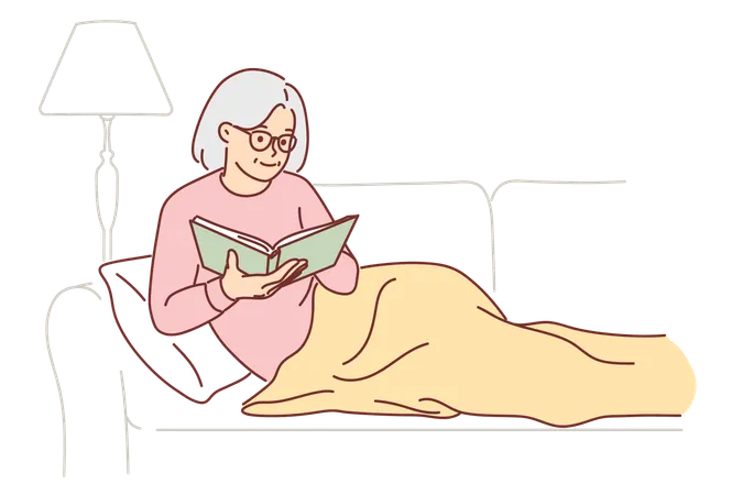 Grandmother is reading book  Illustration