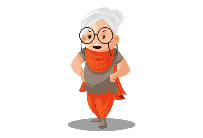 Grandmother is standing in style Illustration