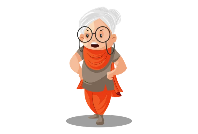 Grandmother is standing in style  Illustration