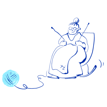 Grandmother knitting scarf  Illustration