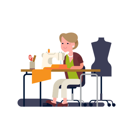 Grandmother sewing  Illustration