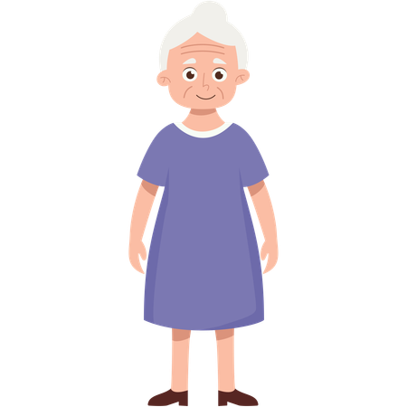 Grandmother Standing Looking Ahead  Illustration