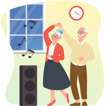 Grandpa and Grandma Dancing  Illustration