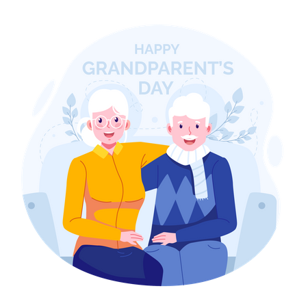 Grandpa and Grandma standing together Illustration
