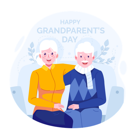 Grandpa and Grandma standing together  Illustration