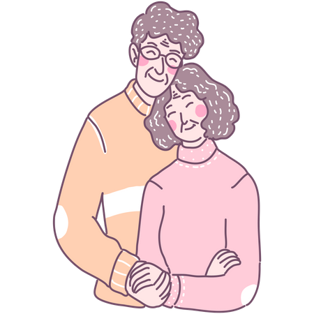 Grandpa and grandmother standing together  Illustration