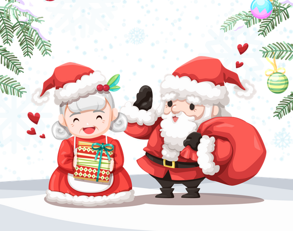 Grandparents dress up as Santa Claus Illustration