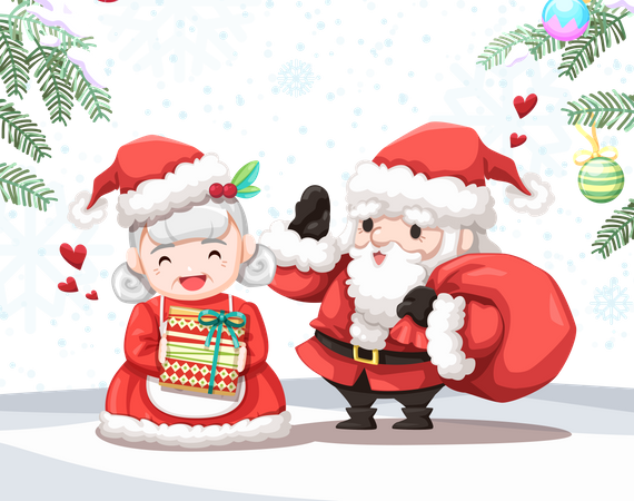 Grandparents dress up as Santa Claus  Illustration