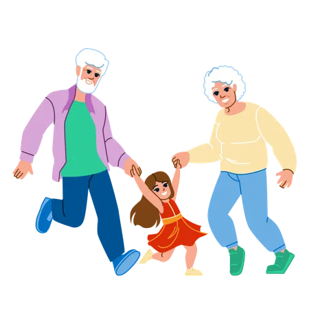 Grandparents with granddaughter  Illustration