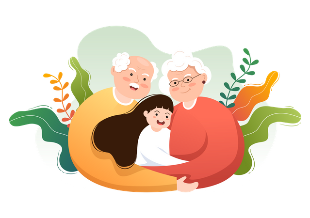 Grandparents with kids  Illustration