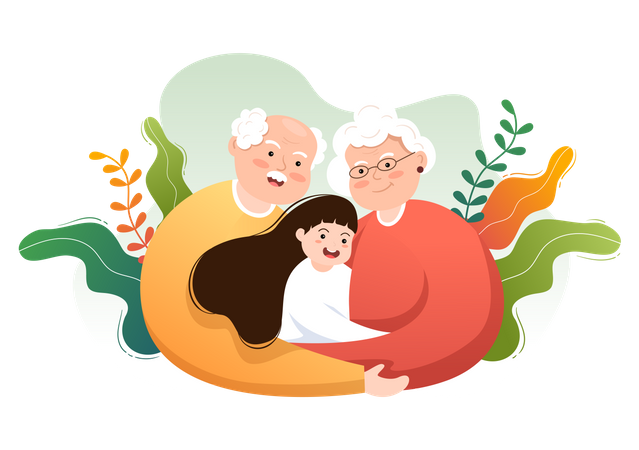 Grands-parents avec enfants  Illustration