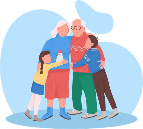 Grands-parents avec petits-enfants  Illustration