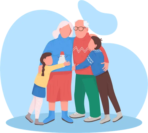 Grands-parents avec petits-enfants  Illustration