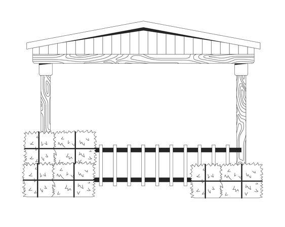 Grange pour bétail à la ferme  Illustration