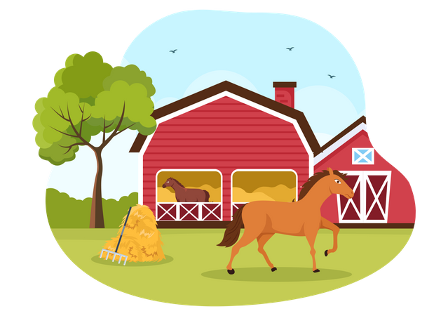 Granja de caballos  Ilustración