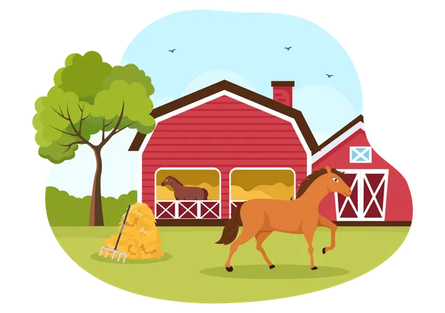 Granja de caballos  Ilustración