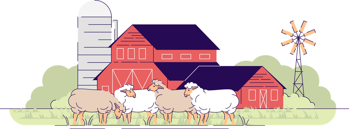 Granja de ovejas  Ilustración