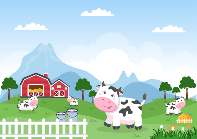 Granja de vacas  Ilustración