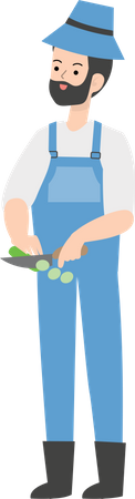 Granjero cortando vegetales  Ilustración