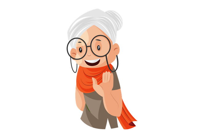 Granny saying hello Illustration