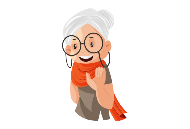 Granny saying hello  Illustration