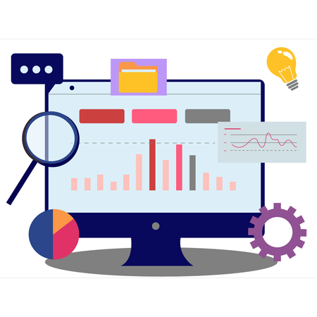 Graph On Monitor  Illustration