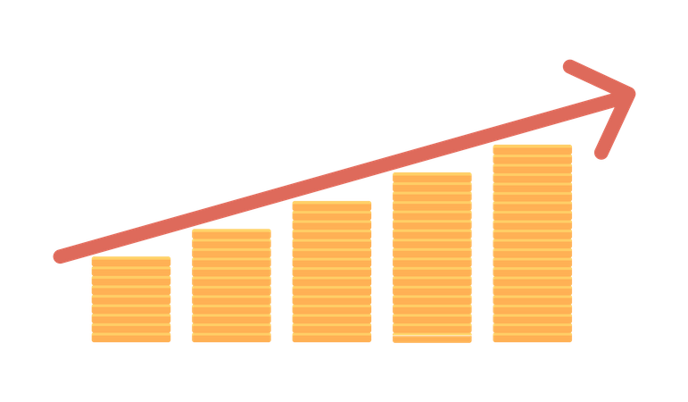 Graph with raising arrow  Illustration