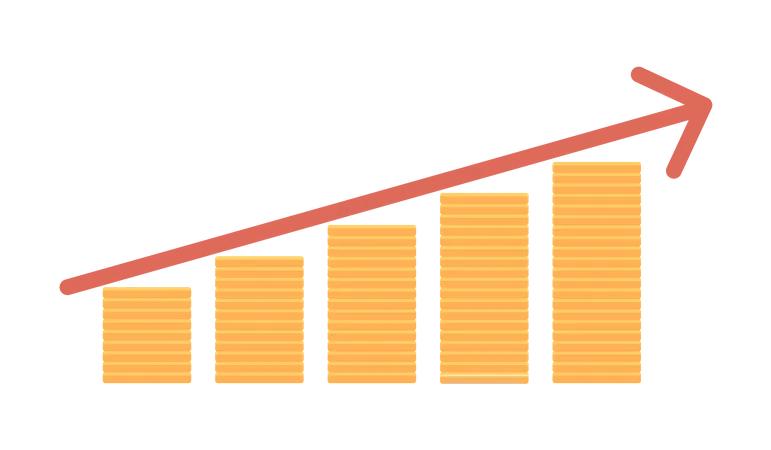 Graph with raising arrow  Illustration