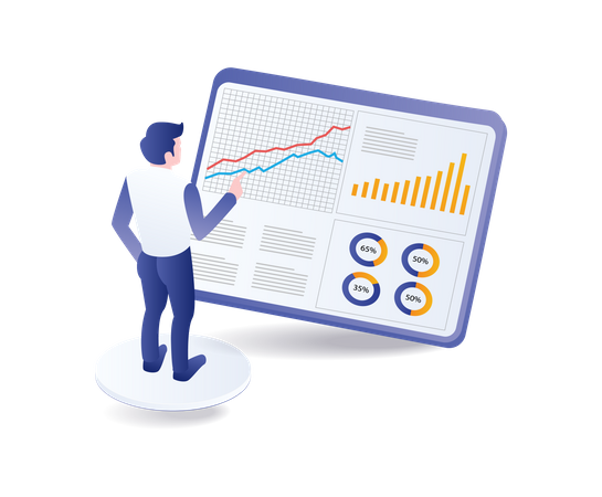 Graphic analytics diagnostic business growth  Illustration