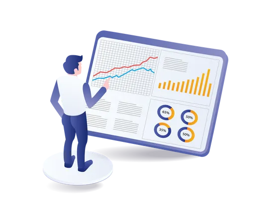 Graphic analytics diagnostic business growth  Illustration