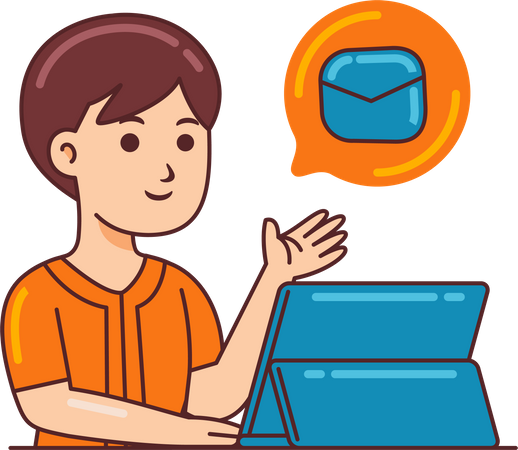 Graphic designer checking mail  Illustration