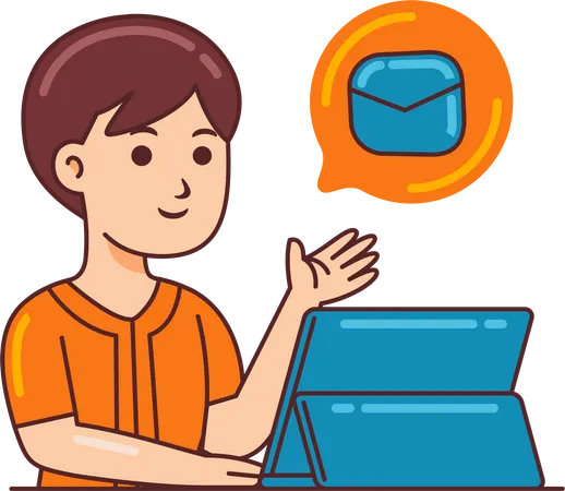 Graphic designer checking mail  Illustration