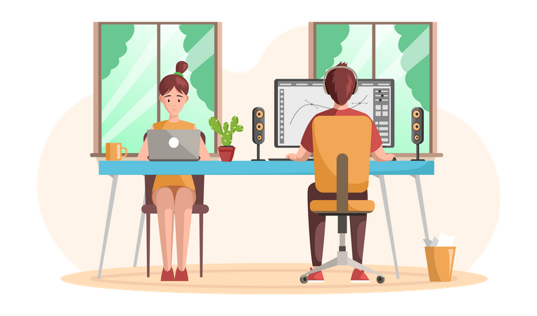 Graphic designer creating artwork  Illustration