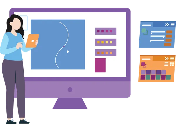 Graphic designer making online design  Illustration