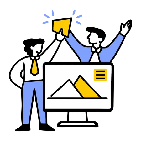 Graphic designer showing website design  Illustration