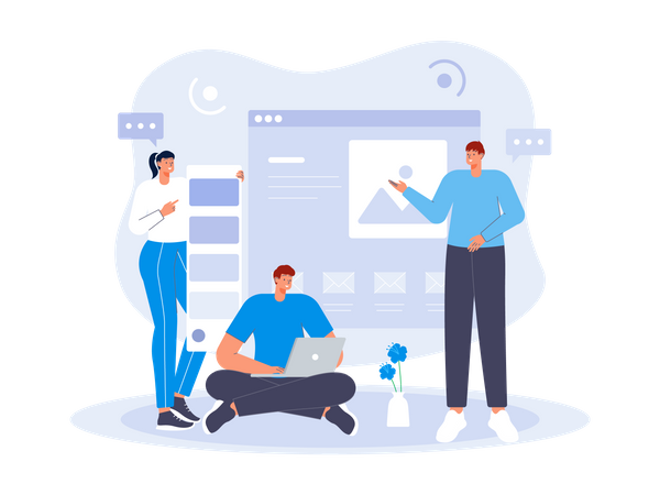 Graphic designer team select color palette  Illustration