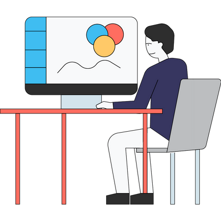 Graphic designer working on computer Illustration
