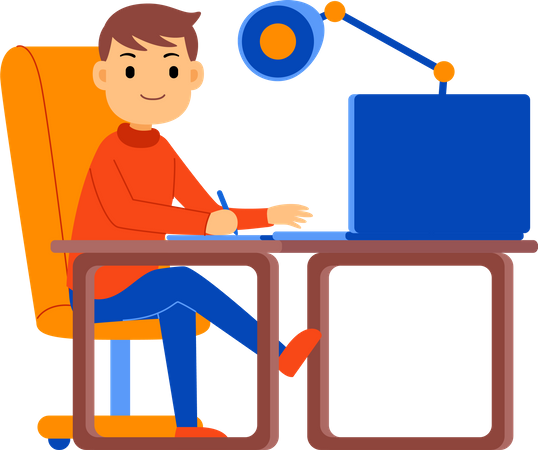 Graphic designer working on laptop  Illustration